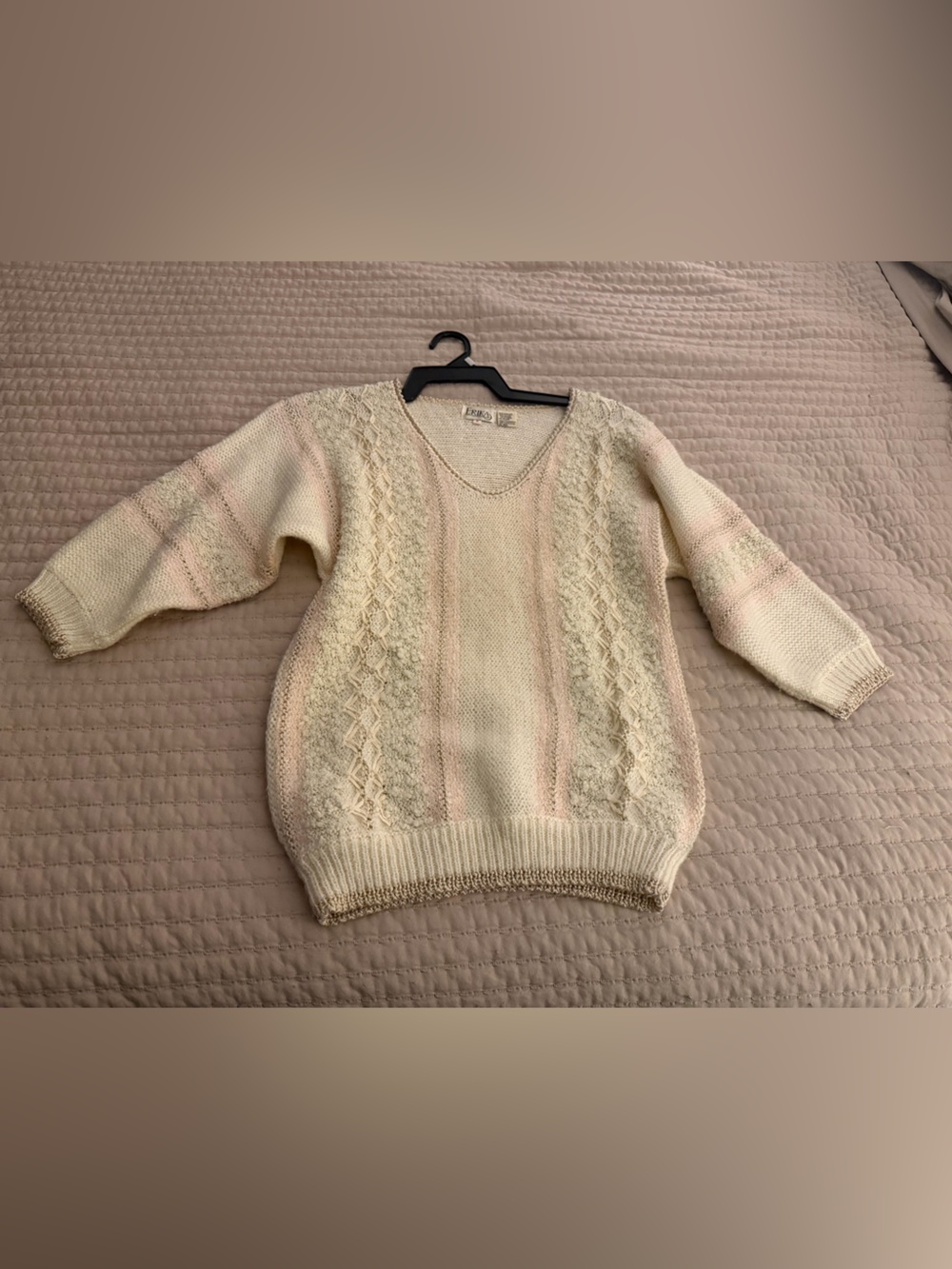Erika Cream Sweater with Soft Pink Stripes